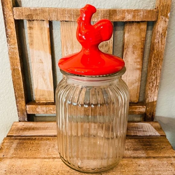 Kitchen Red Rooster Glass Canister Poshmark